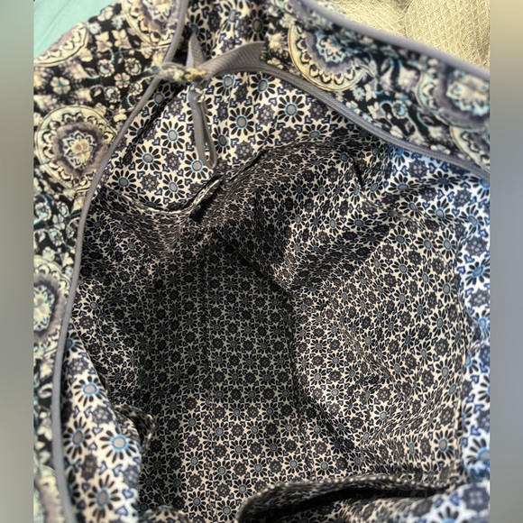 Vera Bradley Black/Grey/Blue Large Tote Bag - Picture 4 of 5